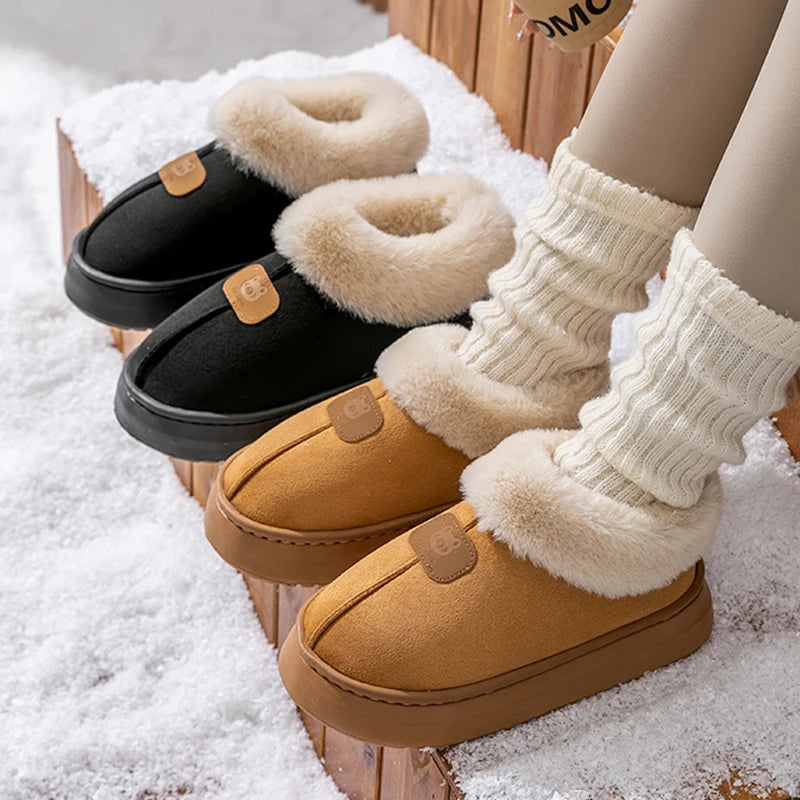 Chaussons femme fourrés à semelle épaisse