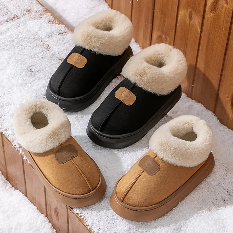 Chaussons femme fourrés à semelle épaisse