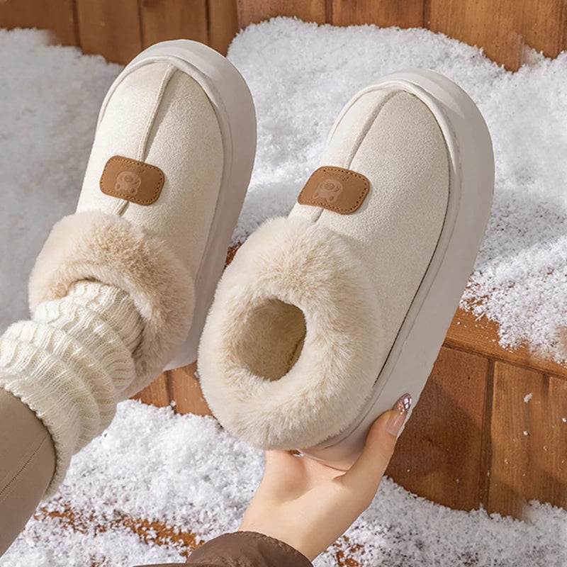 Chaussons femme fourrés à semelle épaisse