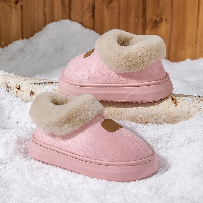 Chaussons femme fourrés à semelle épaisse