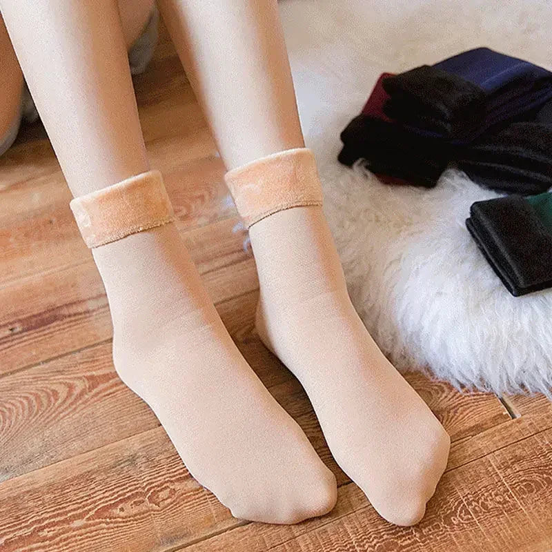 Chaussettes chaudes doublées velours – femme