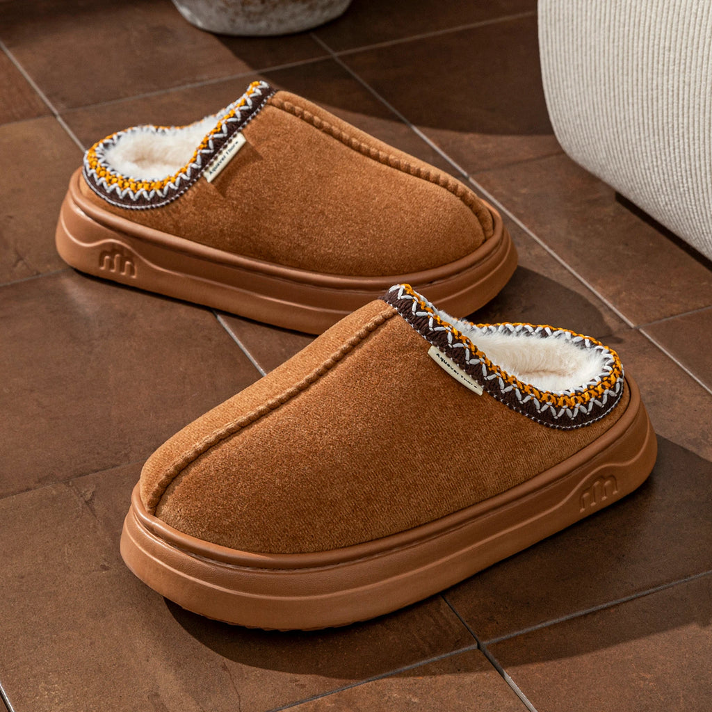 Chaussons bottines fourrés en velours côtelé – mixte
