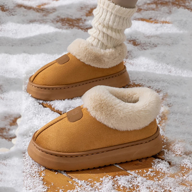 Chaussons femme fourrés à semelle épaisse
