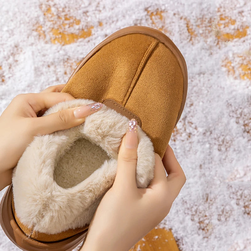 Chaussons femme fourrés à semelle épaisse