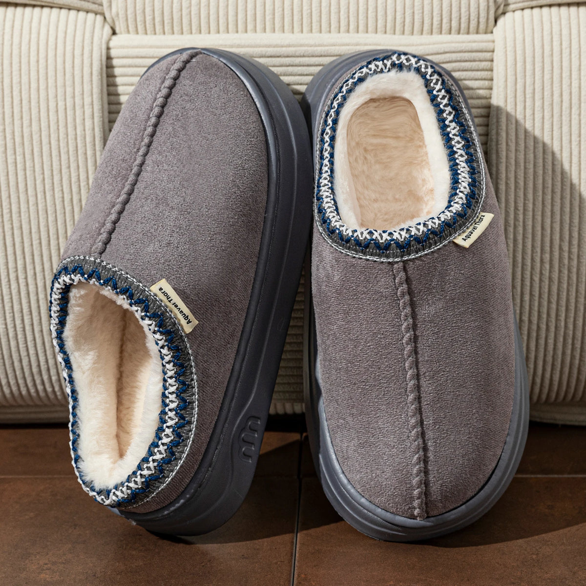 Chaussons bottines fourrés en velours côtelé – mixte